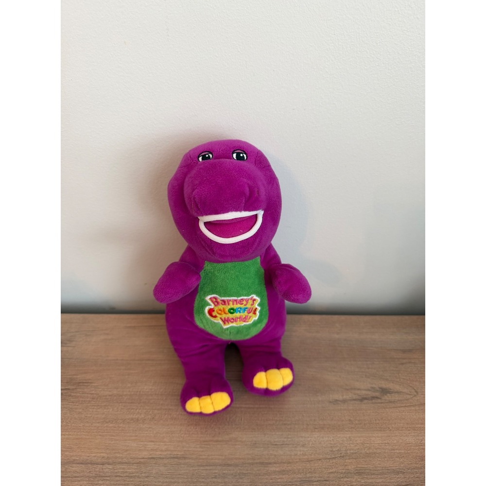 Barney the Dinosaur Plush Barneys Colorful World Tissue Holder Purple Green 10in